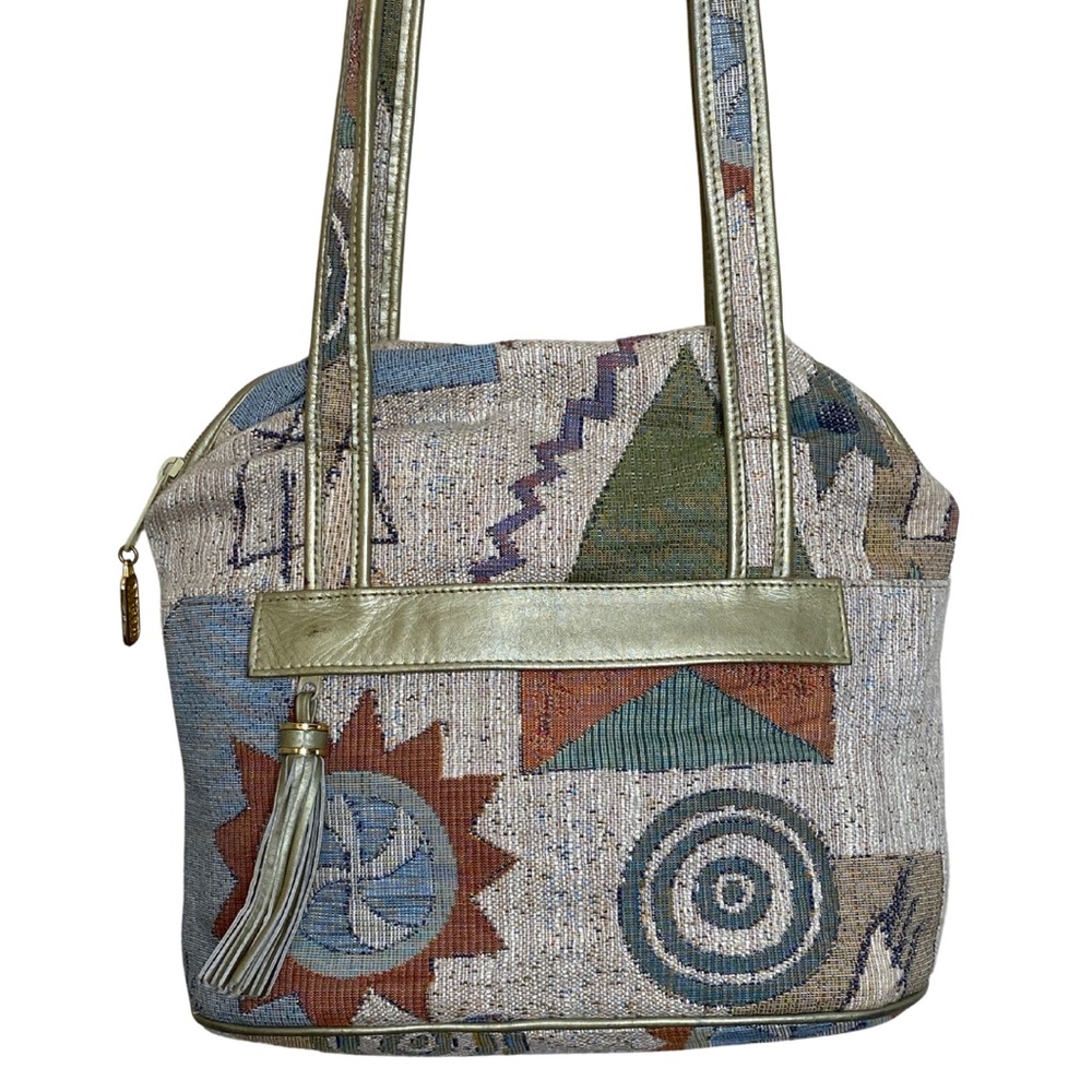 Vintage Southwestern Country Boho Chic Aztec Tweed Memphis Crossbody Bag
